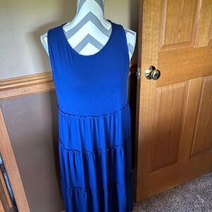 Zenana Outfitters Blue Pleated Maxi Sundress